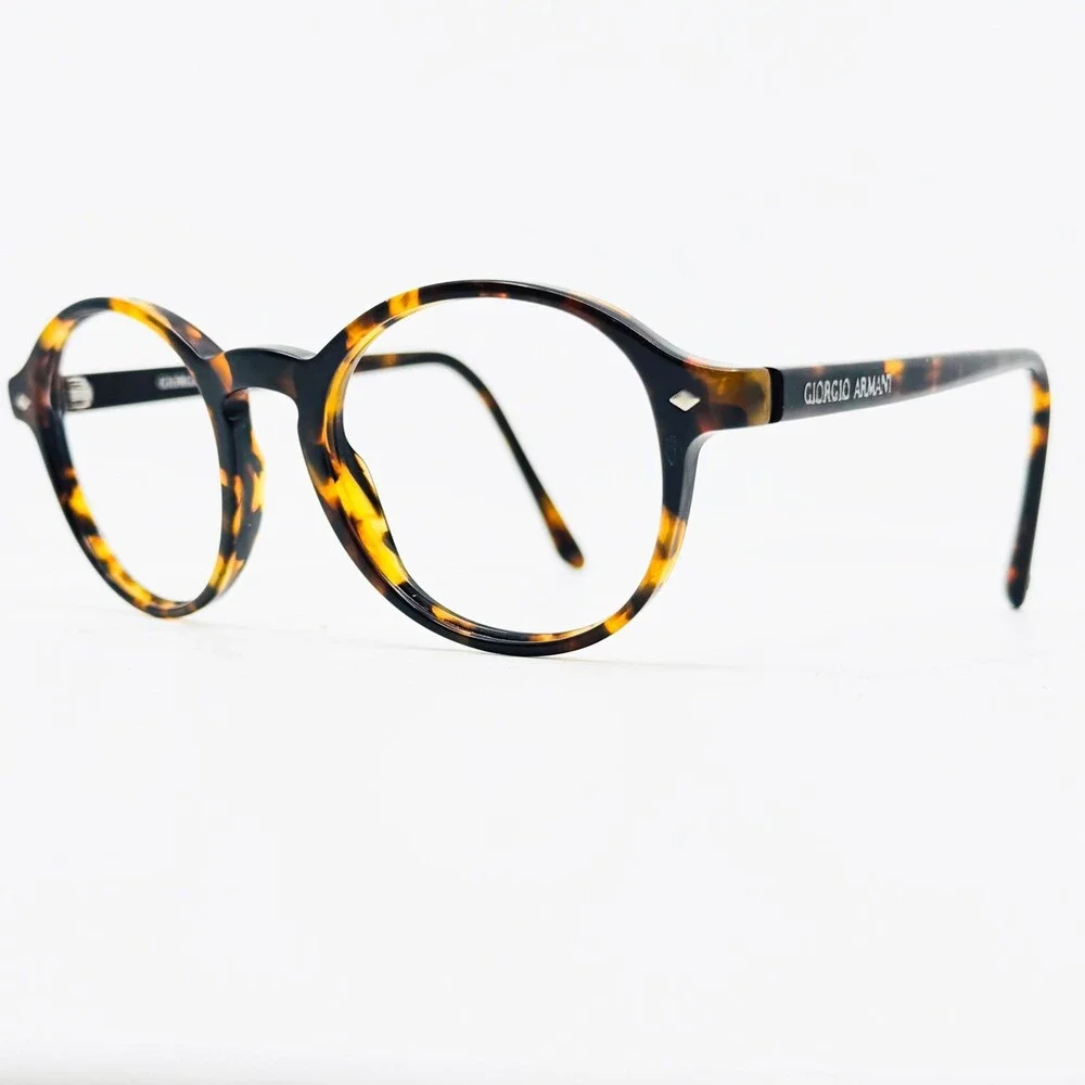 Giorgio Armani Eyeglass Frames Mens Tortoise Round Italy 48-22-145